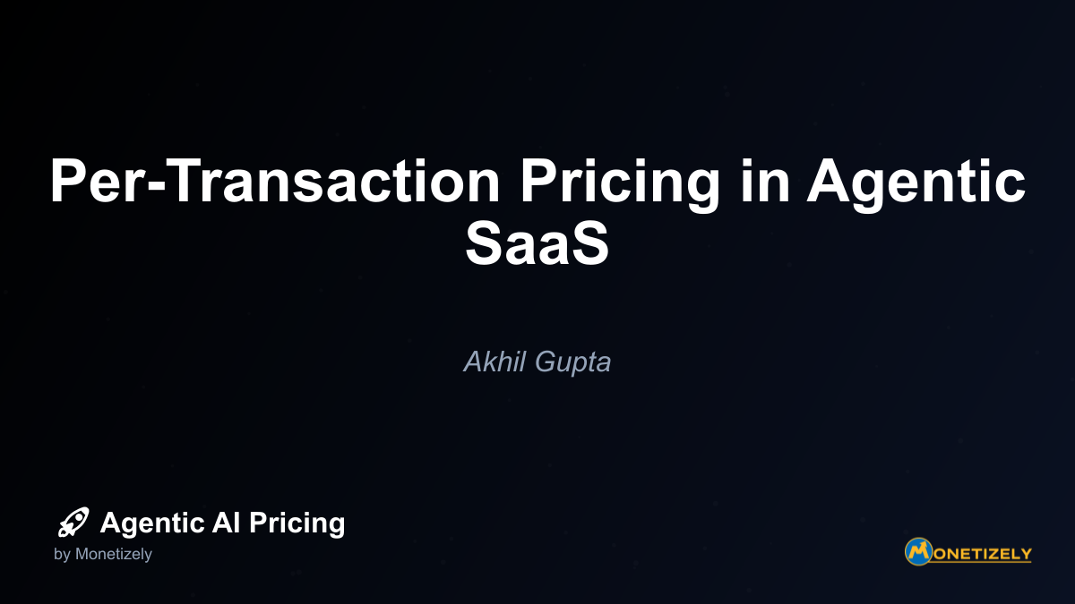 ### 2. Risk Mitigation for Customers Per-transaction pricing significantly reduces the risk for customers adopting agentic AI solutions. Rather than committing to an expensive subscription before...